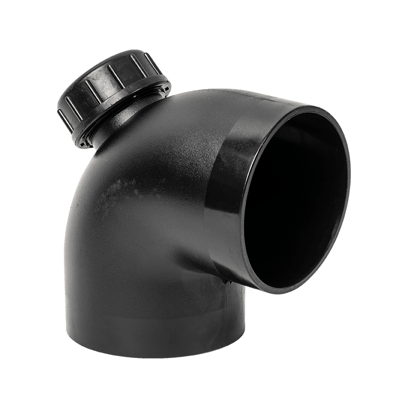 PE pipe fittings 90° elbow na may inspeksyon port